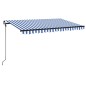 Tenda da Sole Retrattile Manuale con LED 400x300cm Blu e Bianco Tenda da Sole Retrattile Manuale con LED 400x300cm Blu e Bianco