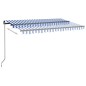 Tenda da Sole Retrattile Manuale con LED 400x300cm Blu e Bianco Tenda da Sole Retrattile Manuale con LED 400x300cm Blu e Bianco