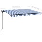 Tenda da Sole Retrattile Manuale con LED 400x300cm Blu e Bianco Tenda da Sole Retrattile Manuale con LED 400x300cm Blu e Bianco