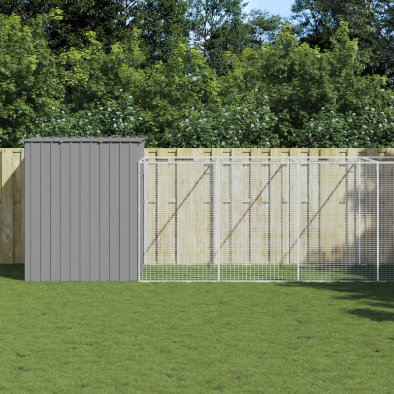 vidaXL Casetta Cani Corsa Grigio Chiaro 214x865x181 cm Acciaio Zincato