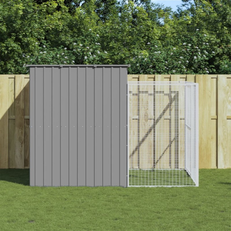 vidaXL Casetta Cani Corsa Grigio Chiaro 214x253x181 cm Acciaio Zincato