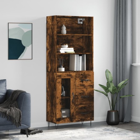 vidaXL Credenza Rovere Fumo  69,5x34x180 cm in Legno Multistrato