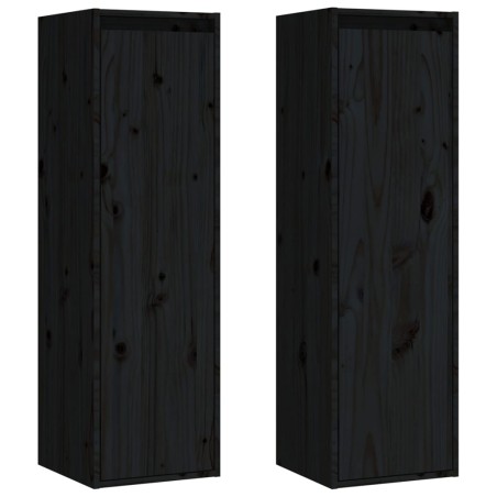 Pensili Neri 2 pz 30x30x100 cm in Legno Massello di Pino
