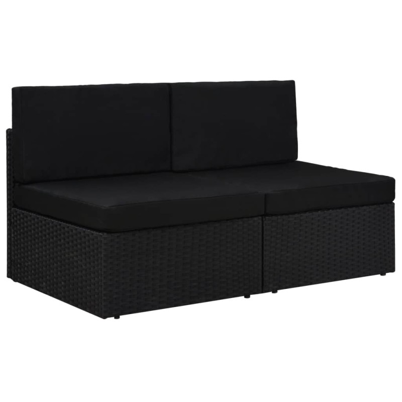Divano Modulare a 2 Posti in Polyrattan Nero Divano Modulare a 2 Posti in Polyrattan Nero