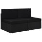 Divano Modulare a 2 Posti in Polyrattan Nero Divano Modulare a 2 Posti in Polyrattan Nero