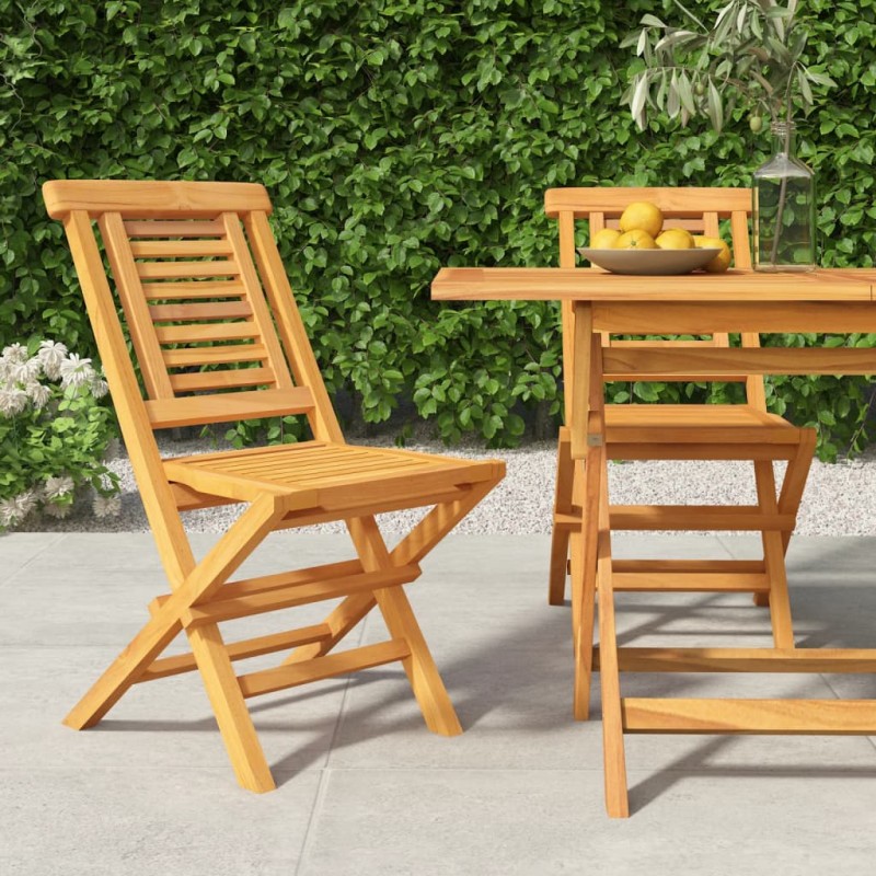 vidaXL Sedie da Giardino Pieghevole 2pz 47x63x90cm Legno Massello Teak vidaXL Sedie da Giardino Pieghevole 2pz 47x63x90cm Legno Massello Teak