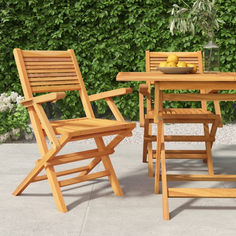 vidaXL Sedie da Giardino Pieghevoli 2pz 55x62x90cm Legno Massello Teak vidaXL Sedie da Giardino Pieghevoli 2pz 55x62x90cm Legno Massello Teak