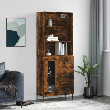 vidaXL Credenza Rovere Fumo  69,5x34x180 cm in Legno Multistrato