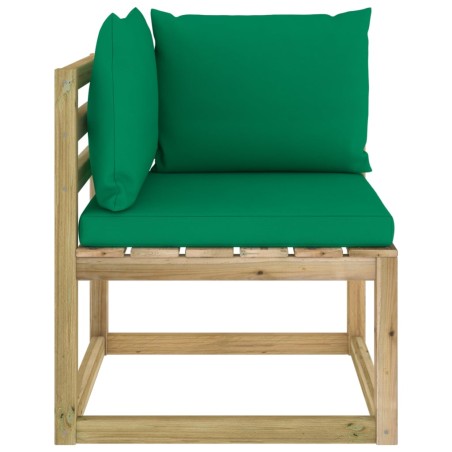 vidaXL Divano Angolare da Giardino con Cuscini Pino Impregnato Verde