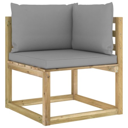 vidaXL Divano Angolare da Giardino con Cuscini Pino Impregnato Verde