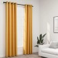 Tende Oscuranti Effetto Lino con Occhielli 2pz Gialle 140x225cm Tende Oscuranti Effetto Lino con Occhielli 2pz Gialle 140x225cm