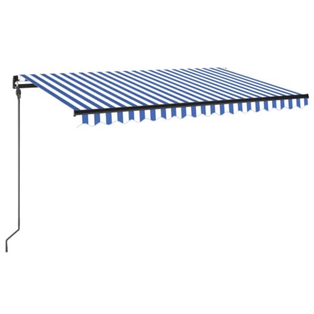 vidaXL Tenda da Sole Retrattile Manuale con LED 450x300cm Blu e Bianca