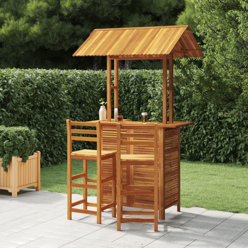 vidaXL Set da Bar per Giardino 3 pz in Legno Massello di Acacia