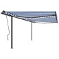 Tenda da Sole Retrattile Manuale con LED 4,5x3 m Blu e Bianca Tenda da Sole Retrattile Manuale con LED 4,5x3 m Blu e Bianca