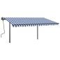 Tenda da Sole Retrattile Manuale con LED 4,5x3 m Blu e Bianca Tenda da Sole Retrattile Manuale con LED 4,5x3 m Blu e Bianca