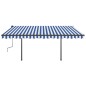 Tenda da Sole Retrattile Manuale con LED 4,5x3 m Blu e Bianca Tenda da Sole Retrattile Manuale con LED 4,5x3 m Blu e Bianca