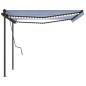 Tenda da Sole Retrattile Manuale con LED 4,5x3 m Blu e Bianca Tenda da Sole Retrattile Manuale con LED 4,5x3 m Blu e Bianca