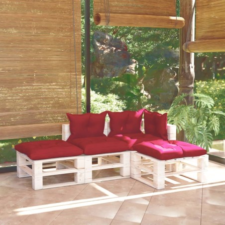 vidaXL Salotto Giardino in Pallet con Cuscini 4 pz in Legno di Pino