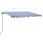 Tenda da Sole Retrattile Manuale con LED 4,5x3 m Blu e Bianca Tenda da Sole Retrattile Manuale con LED 4,5x3 m Blu e Bianca