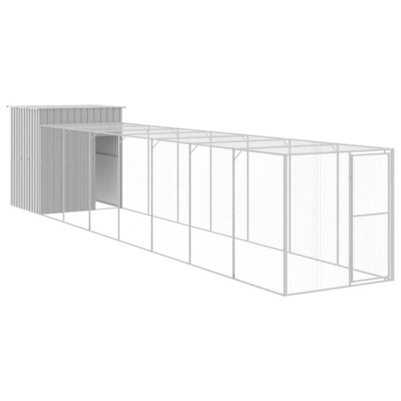 vidaXL Pollaio Area Corsa Grigio Chiaro 165x863x181 cm Acciaio Zincato