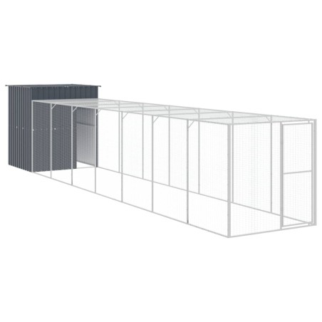 vidaXL Pollaio con Area Corsa Antracite 165x863x181 cm Acciaio Zincato