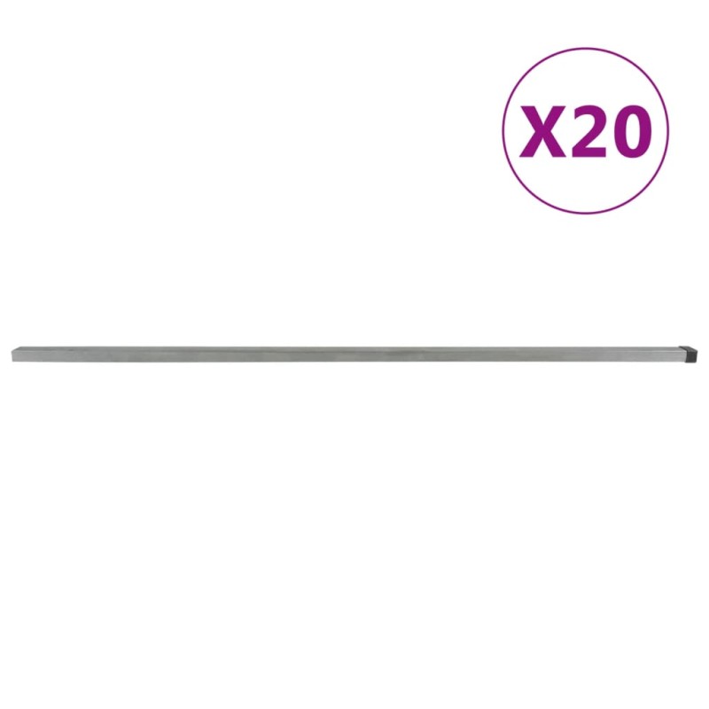 vidaXL Pali per Recinzione da Giardino 20 pz Argento 260 cm in Acciaio vidaXL Pali per Recinzione da Giardino 20 pz Argento 260 cm in Acciaio