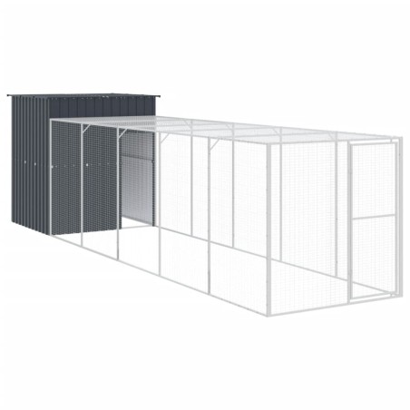 vidaXL Pollaio con Area Corsa Antracite 165x659x181 cm Acciaio Zincato