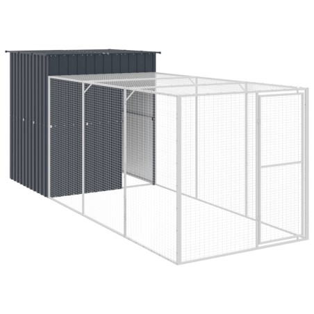vidaXL Pollaio con Area Corsa Antracite 165x455x181 cm Acciaio Zincato