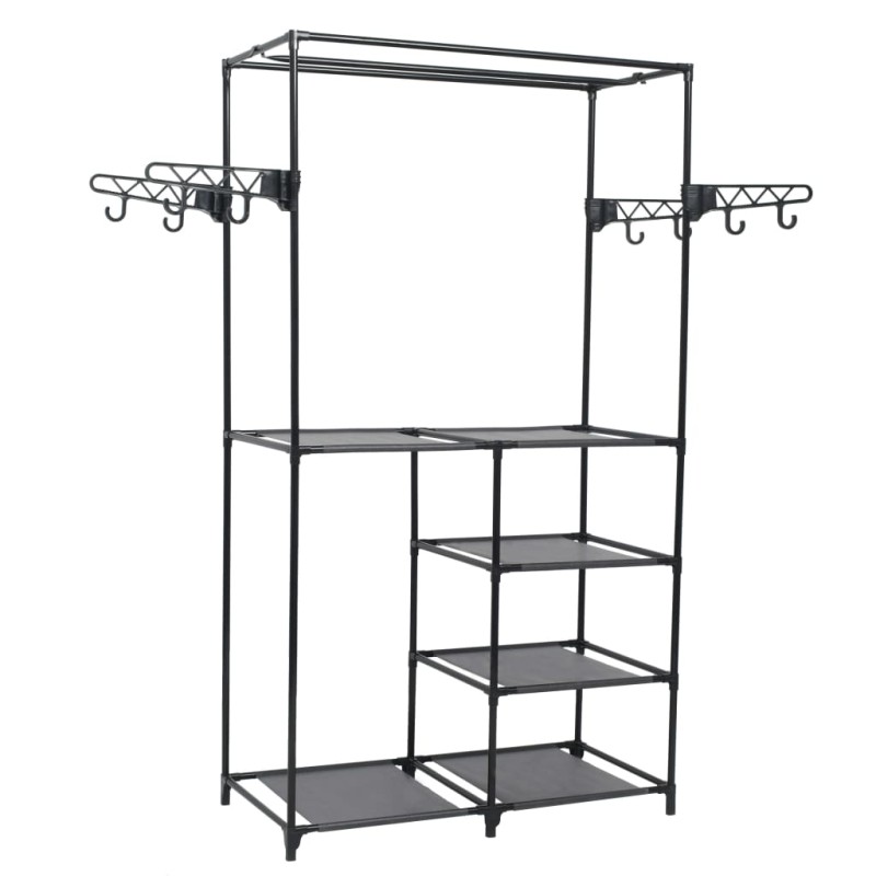 vidaXL Appendiabiti Acciaio e Tessuto non Tessuto 87x44x158 cm Nero vidaXL Appendiabiti Acciaio e Tessuto non Tessuto 87x44x158 cm Nero
