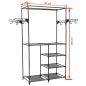 vidaXL Appendiabiti Acciaio e Tessuto non Tessuto 87x44x158 cm Nero vidaXL Appendiabiti Acciaio e Tessuto non Tessuto 87x44x158 cm Nero