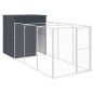 vidaXL Casetta Cani con Corsa Antracite 165x455x181 cm Acciaio Zincato