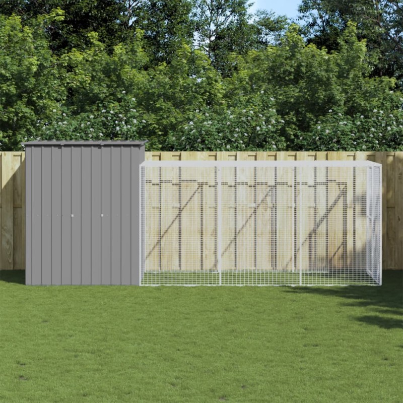 vidaXL Pollaio Area Corsa Grigio Chiaro 165x455x181 cm Acciaio Zincato vidaXL Pollaio Area Corsa Grigio Chiaro 165x455x181 cm Acciaio Zincato