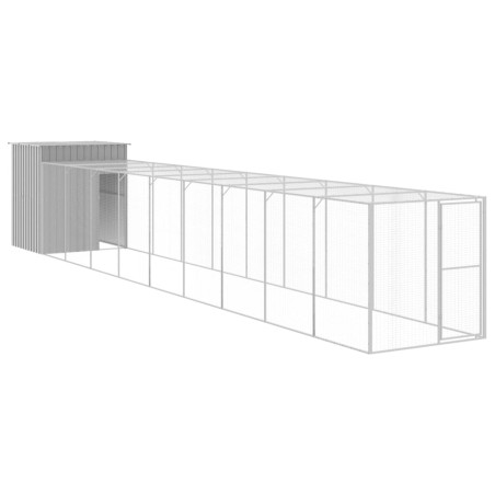 vidaXL Pollaio Area Corsa Grigio Chiaro 165x1067x181cm Acciaio Zincato