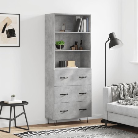 vidaXL Credenza Grigio Cemento 69,5x34x180 cm in Legno Multistrato