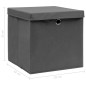 vidaXL Scatole Portaoggetti con Coperchi 10pz Grigi 32x32x32cm Tessuto vidaXL Scatole Portaoggetti con Coperchi 10pz Grigi 32x32x32cm Tessuto