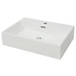 Lavandino con Foro Rubinetto Ceramica Bianca 60,5x42,5x14,5 cm Lavandino con Foro Rubinetto Ceramica Bianca 60,5x42,5x14,5 cm