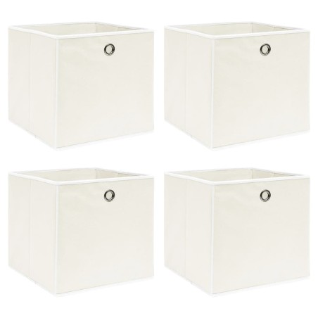 vidaXL Scatole Portaoggetti 4pz Bianche 32x32x32 cm Tessuto