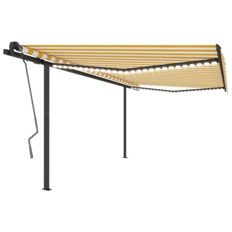 vidaXL Tenda Automatica con Sensore Vento LED 4x3,5 m Gialla e Bianca