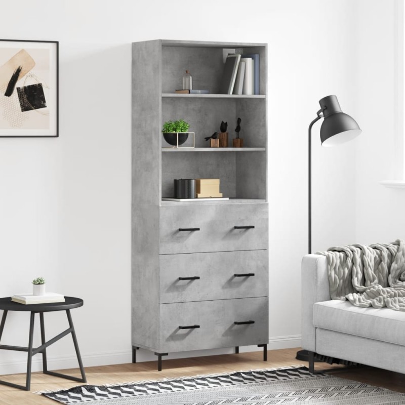 vidaXL Credenza Grigio Cemento 69,5x34x180 cm in Legno Multistrato vidaXL Credenza Grigio Cemento 69,5x34x180 cm in Legno Multistrato