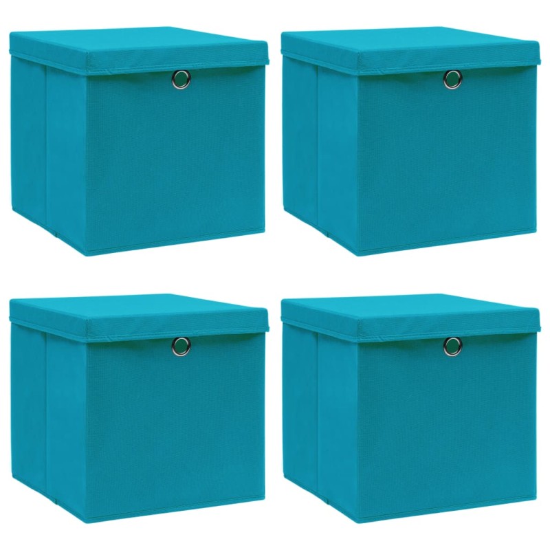 vidaXL Scatole con Coperchi 4pz Azzurre 32x32x32 cm Tessuto vidaXL Scatole con Coperchi 4pz Azzurre 32x32x32 cm Tessuto