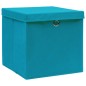 vidaXL Scatole con Coperchi 4pz Azzurre 32x32x32 cm Tessuto vidaXL Scatole con Coperchi 4pz Azzurre 32x32x32 cm Tessuto