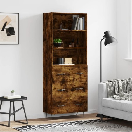 vidaXL Credenza Rovere Fumo  69,5x34x180 cm in Legno Multistrato