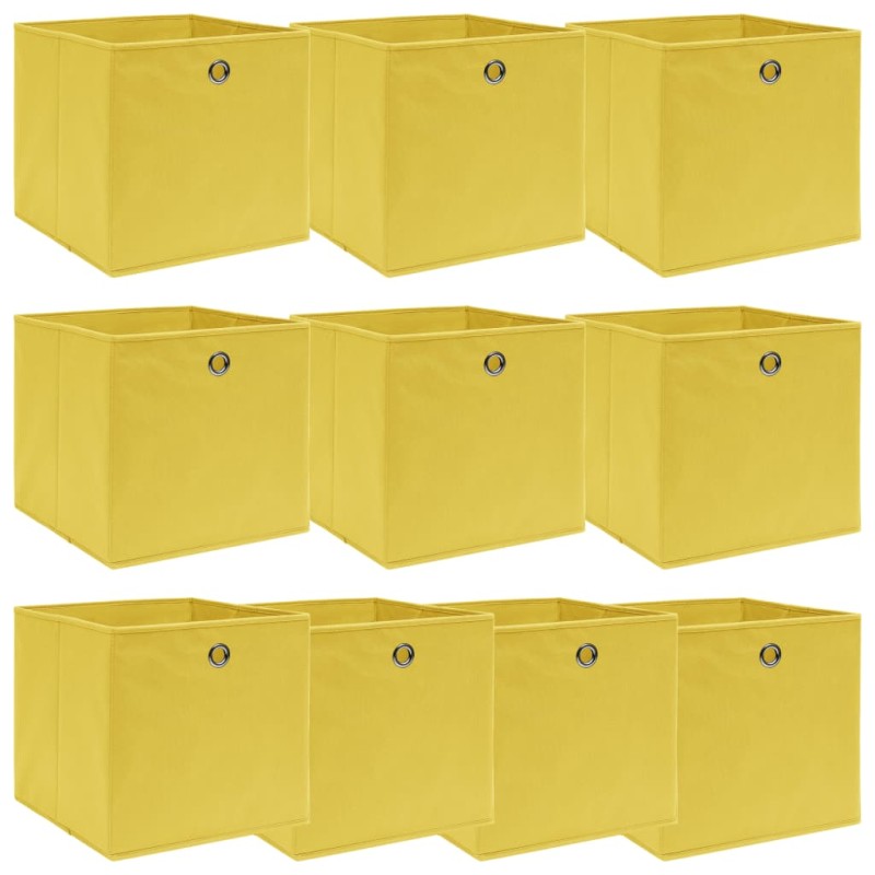 vidaXL Scatole Portaoggetti 10pz Gialle 32x32x32 cm Tessuto vidaXL Scatole Portaoggetti 10pz Gialle 32x32x32 cm Tessuto