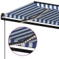 Tenda Automatica con Sensore Vento e LED 450x300 cm Blu Bianca Tenda Automatica con Sensore Vento e LED 450x300 cm Blu Bianca
