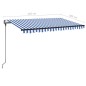 Tenda Automatica con Sensore Vento e LED 450x300 cm Blu Bianca Tenda Automatica con Sensore Vento e LED 450x300 cm Blu Bianca