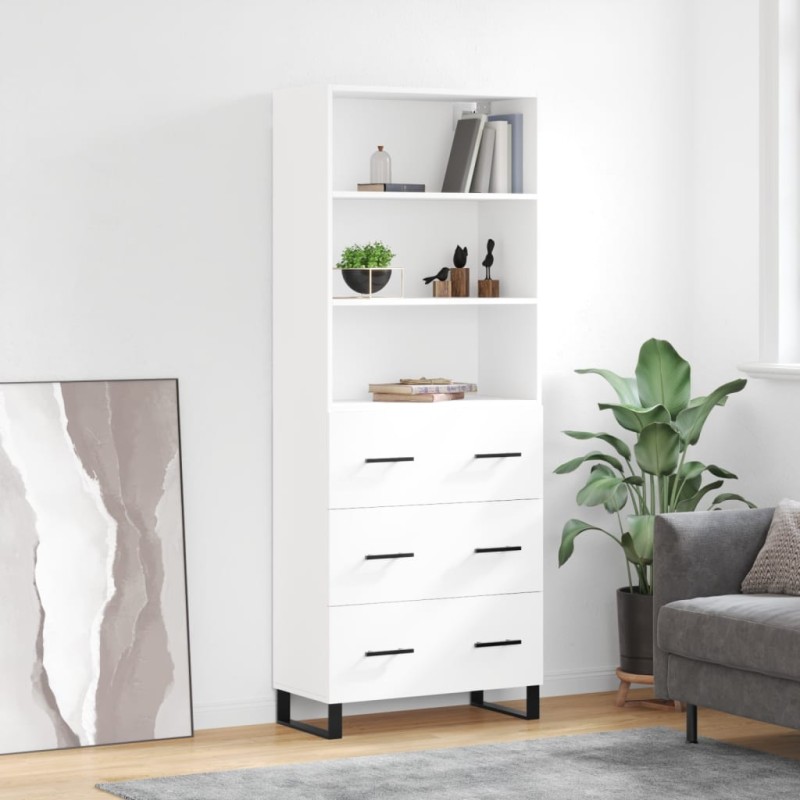 vidaXL Credenza Bianco Lucido 69,5x34x180 cm in Legno Multistrato vidaXL Credenza Bianco Lucido 69,5x34x180 cm in Legno Multistrato