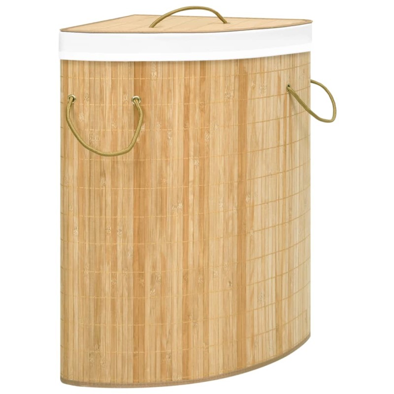 vidaXL Cesto Portabiancheria Angolare in Bambù 60 L vidaXL Cesto Portabiancheria Angolare in Bambù 60 L