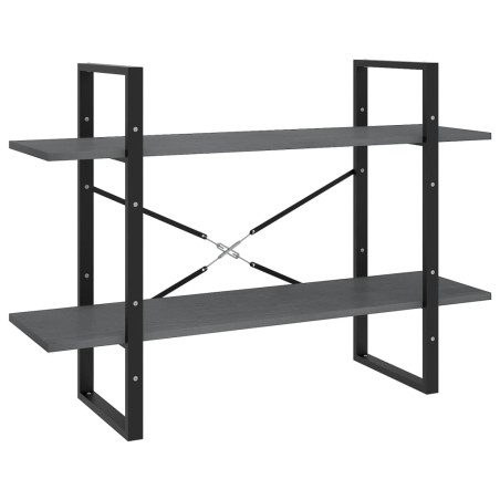 vidaXL Libreria a 2 Ripiani Grigia 100x30x70 cm in Massello di Pino