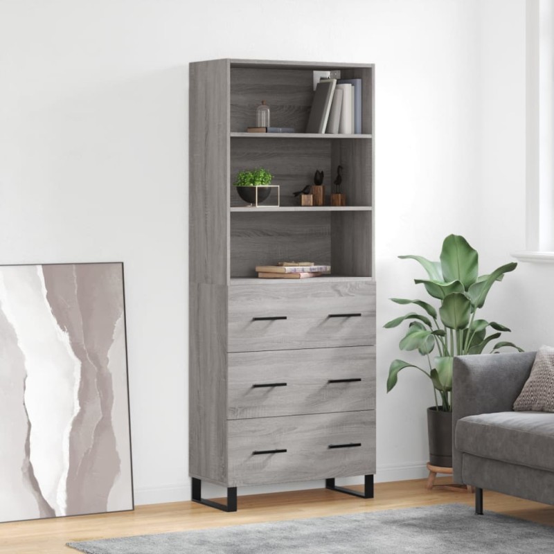 vidaXL Credenza Grigio Sonoma 69,5x34x180 cm in Legno Multistrato vidaXL Credenza Grigio Sonoma 69,5x34x180 cm in Legno Multistrato