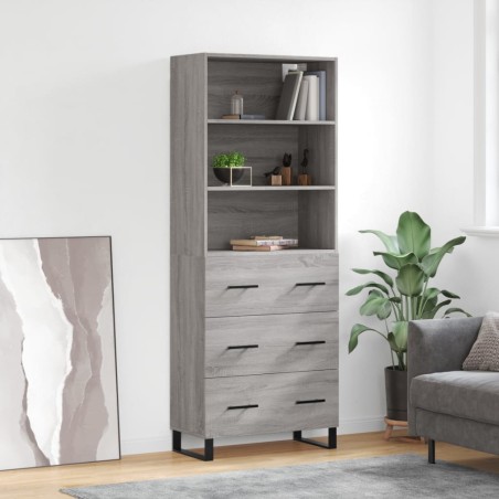 vidaXL Credenza Grigio Sonoma 69,5x34x180 cm in Legno Multistrato